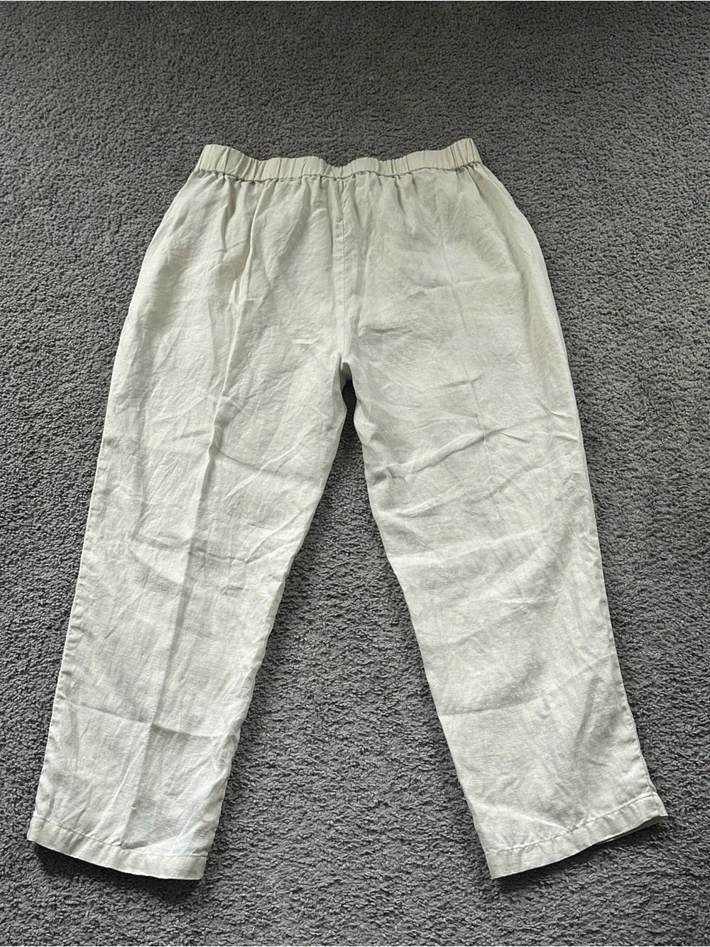 Quince Linen Elastic Waist Crop Pants - Beige / Flax Large